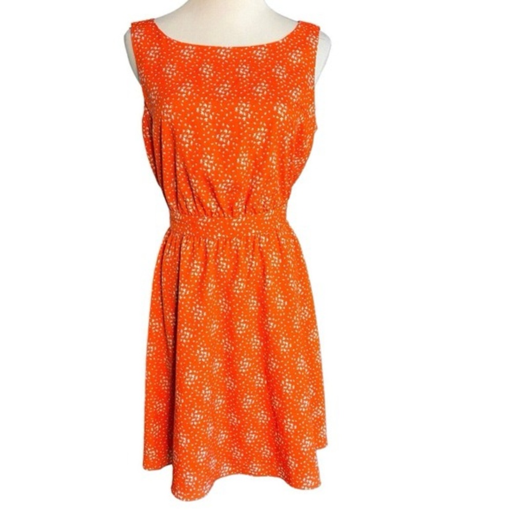 Gianni Bini Orange Floral Mini Dress Sz L - Picture 2 of 7